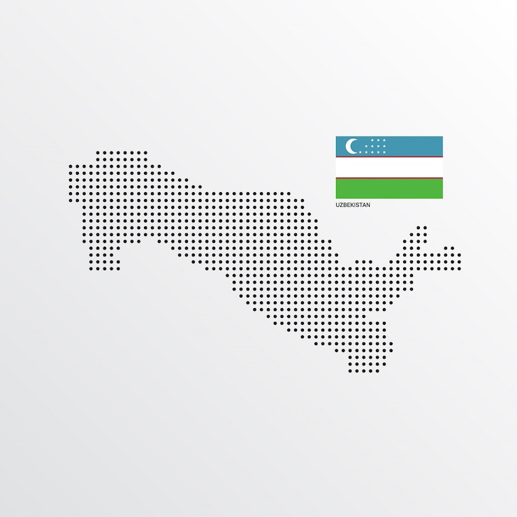 Vector gratuito diseño de mapa de uzbekistán con bandera y vector de fondo claro