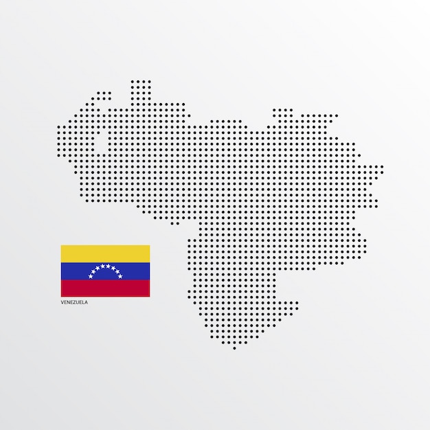 Vector gratuito diseño de mapa de venezuela con bandera y vector de fondo claro