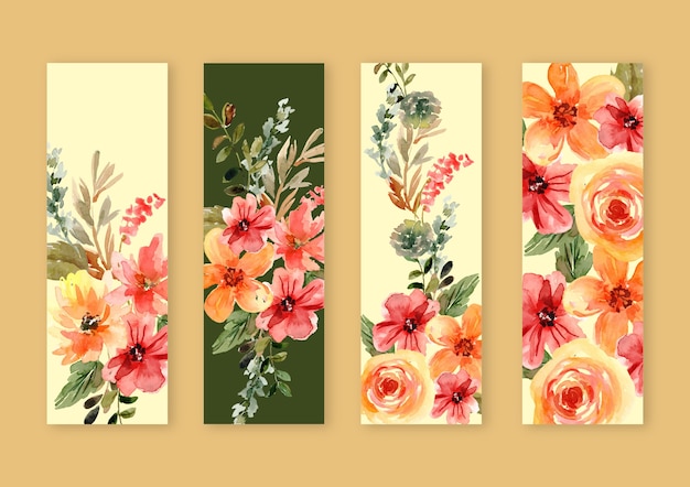 Vector gratuito diseño de marcador floral acuarela