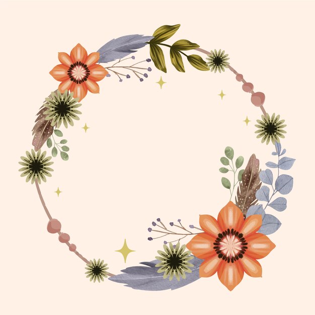Diseño de marco de acuarela boho
