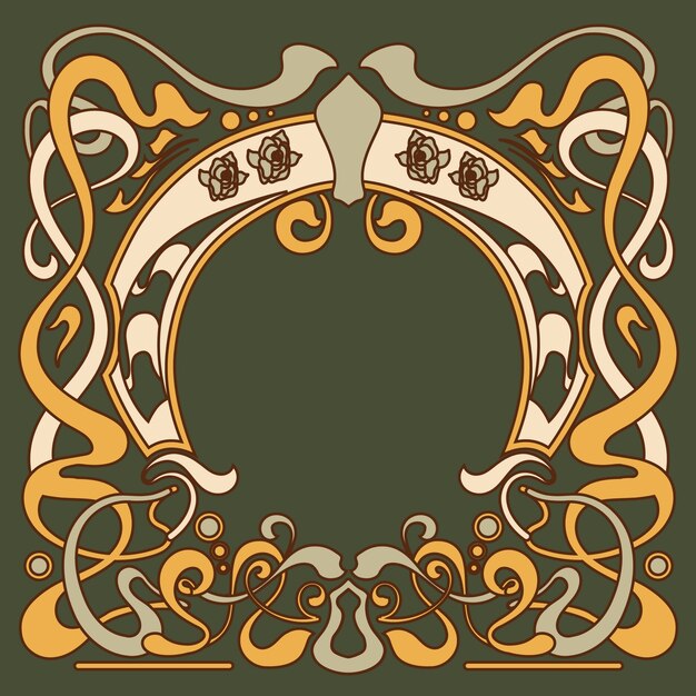 Diseño de marco art nouveau dibujado a mano