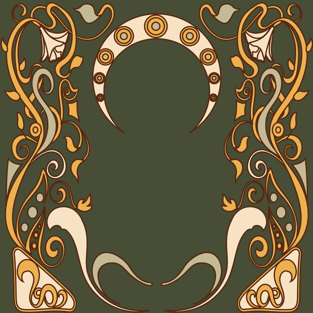 Diseño de marco art nouveau dibujado a mano