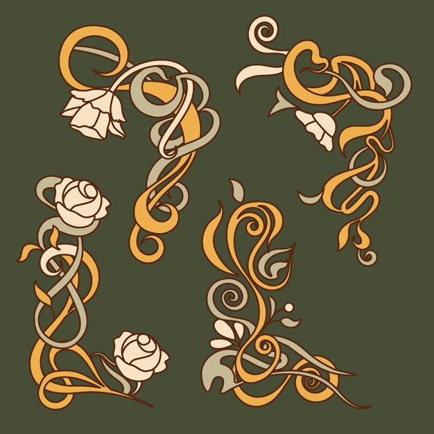 Diseño de marco art nouveau dibujado a mano