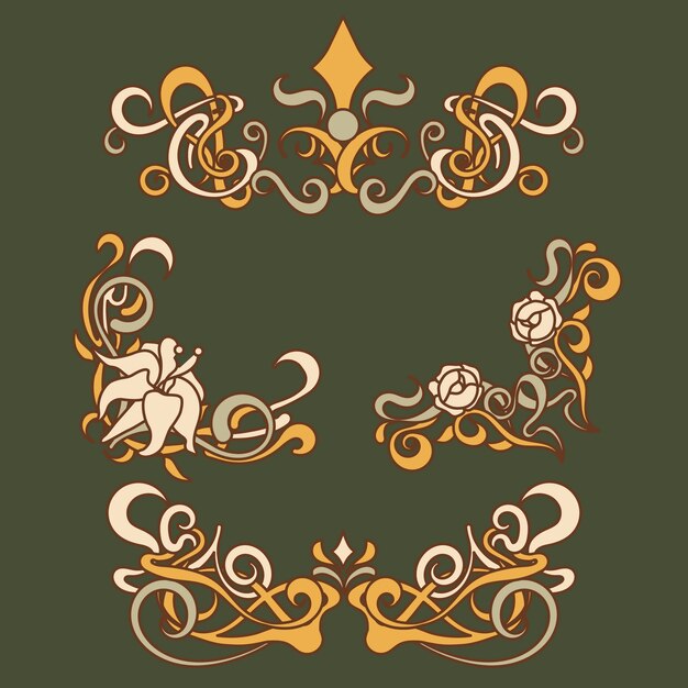 Diseño de marco art nouveau dibujado a mano