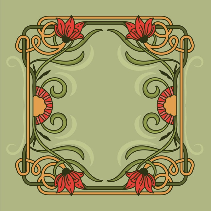 Vector gratuito diseño de marco art nouveau dibujado a mano