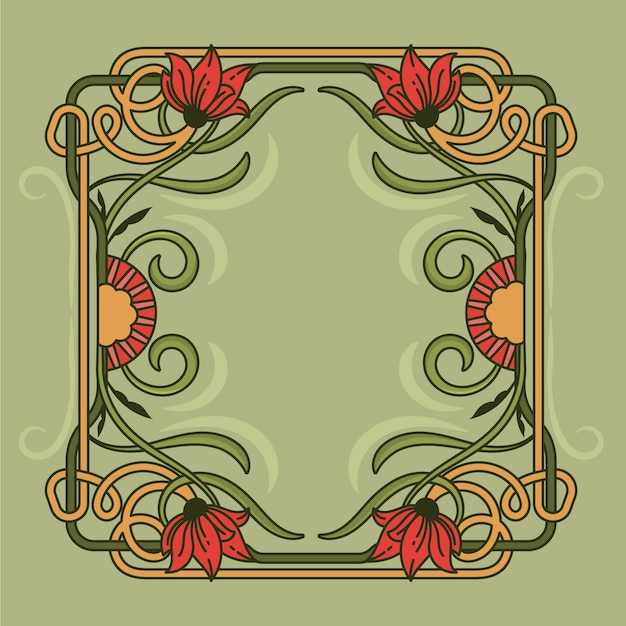 Diseño de marco art nouveau dibujado a mano