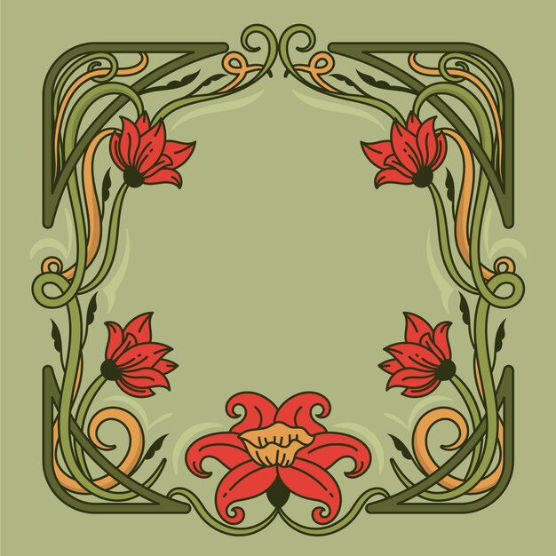 Diseño de marco art nouveau dibujado a mano