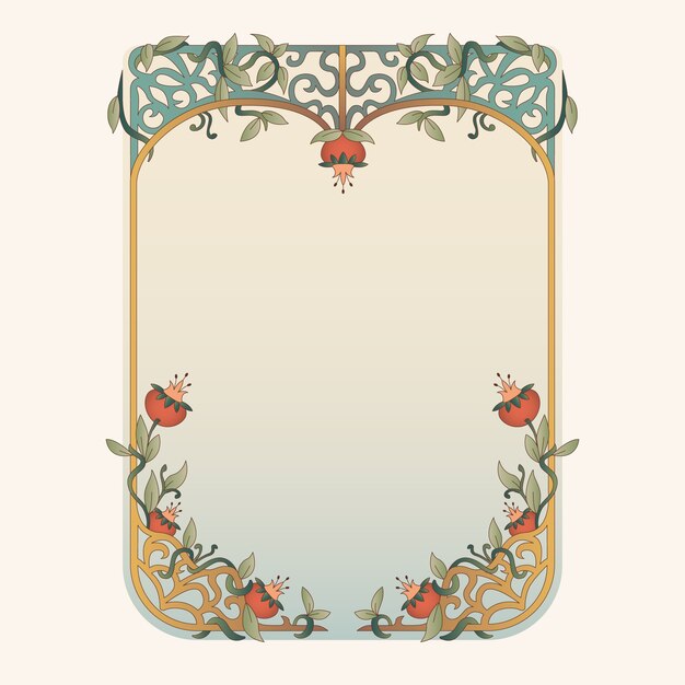 Diseño de marco art nouveau dibujado a mano