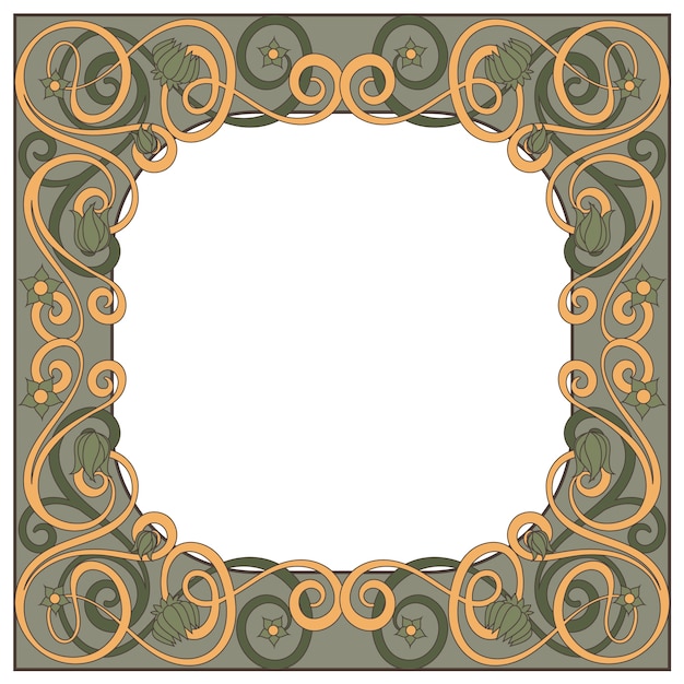 Diseño de marco art nouveau dibujado a mano