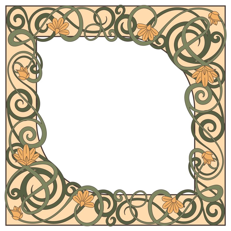 Vector gratuito diseño de marco art nouveau dibujado a mano