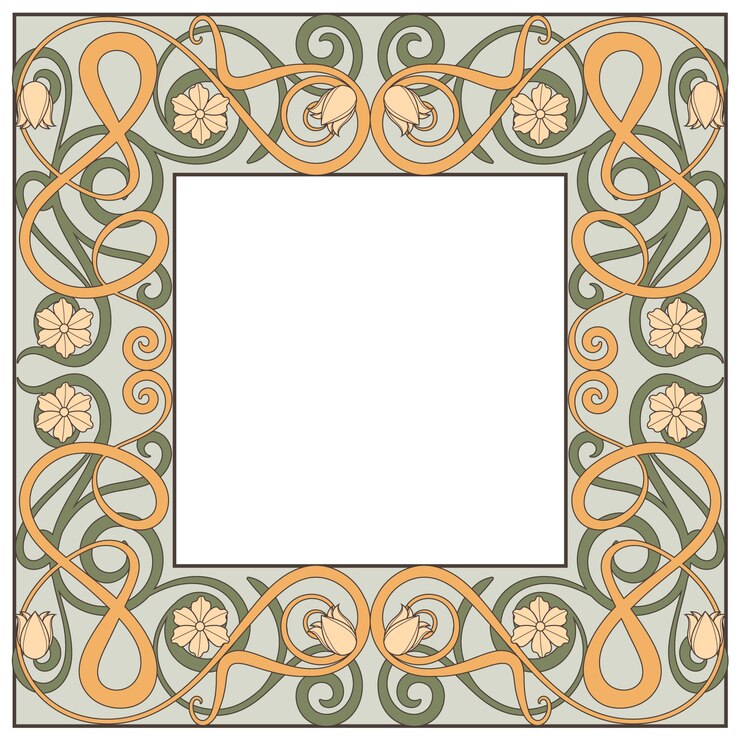 Vector gratuito diseño de marco art nouveau dibujado a mano