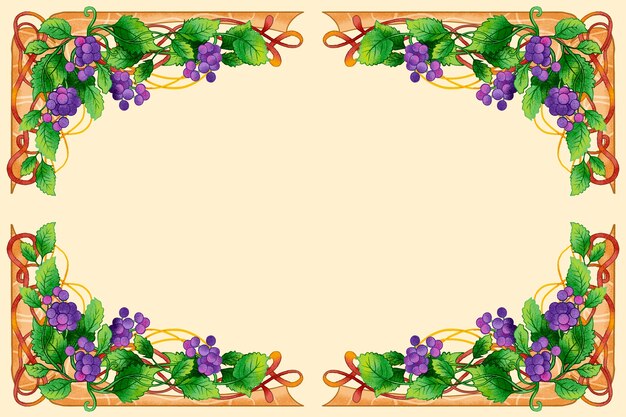 Diseño de marco art nouveau dibujado a mano