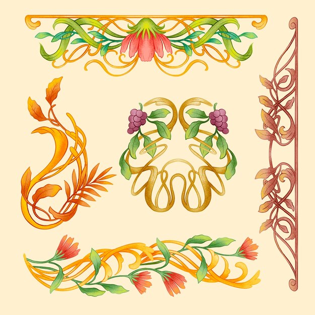 Diseño de marco art nouveau dibujado a mano