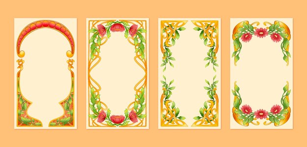 Diseño de marco art nouveau dibujado a mano