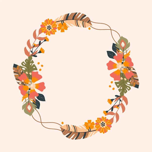 Diseño de marco boho dibujado a mano