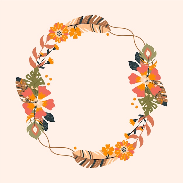 Diseño de marco boho dibujado a mano