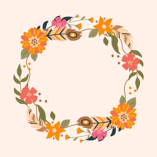 Diseño de marco boho dibujado a mano