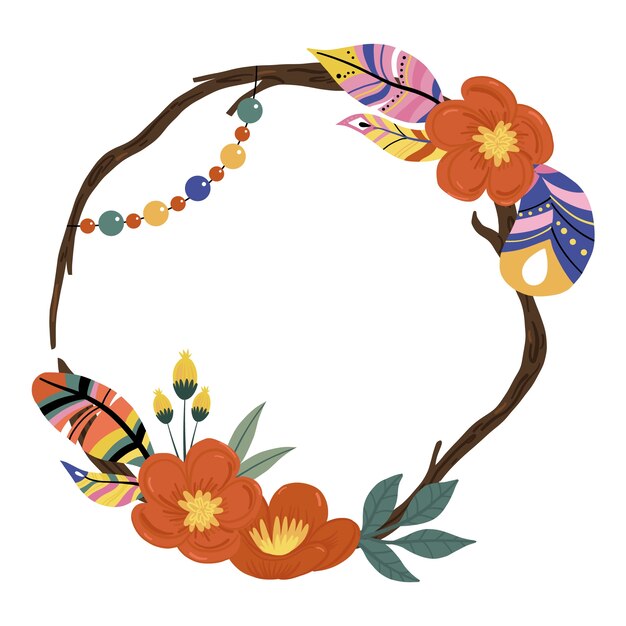 Diseño de marco boho dibujado a mano
