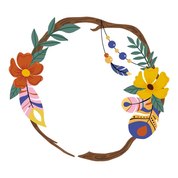 Diseño de marco boho dibujado a mano