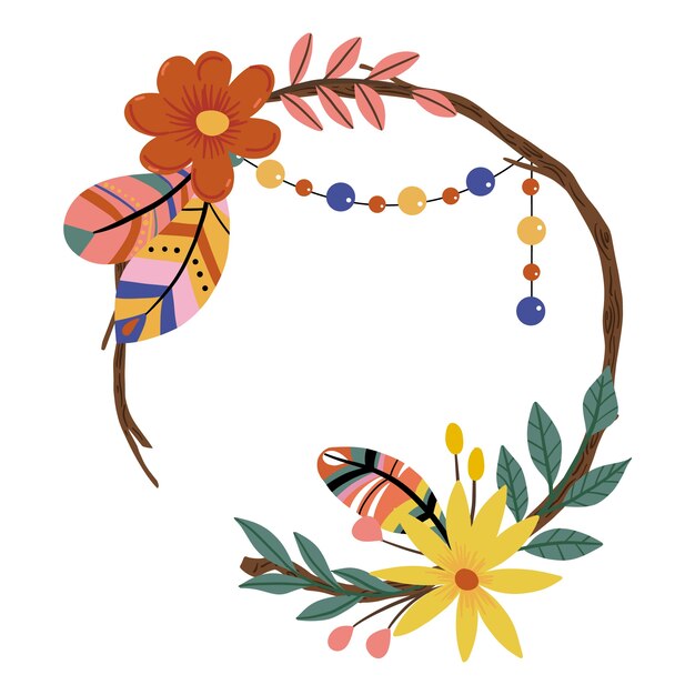 Diseño de marco boho dibujado a mano