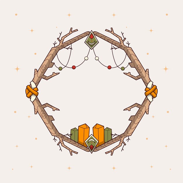 Diseño de marco boho dibujado a mano