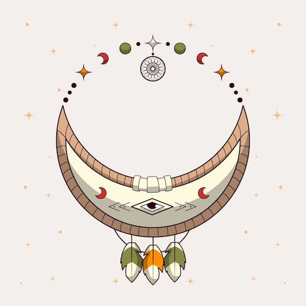 Diseño de marco boho dibujado a mano