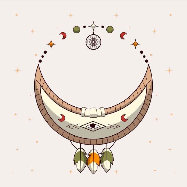 Diseño de marco boho dibujado a mano