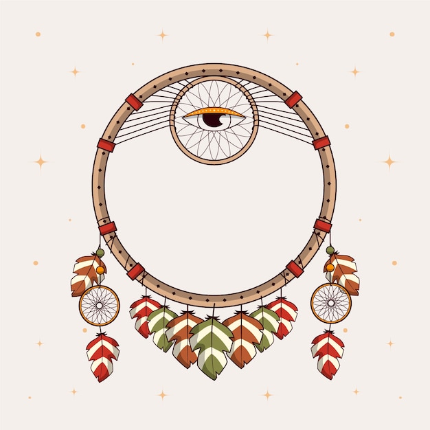 Diseño de marco boho dibujado a mano