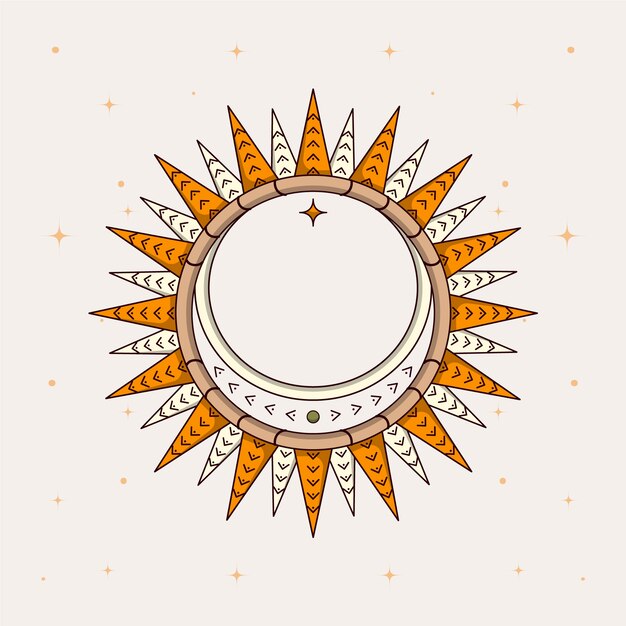 Diseño de marco boho dibujado a mano