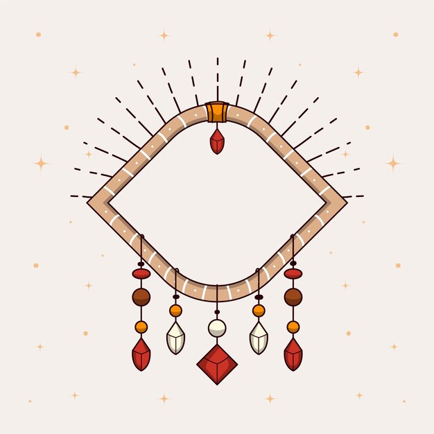 Diseño de marco boho dibujado a mano