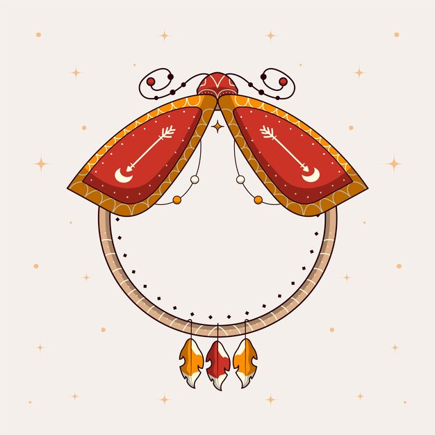 Diseño de marco boho dibujado a mano