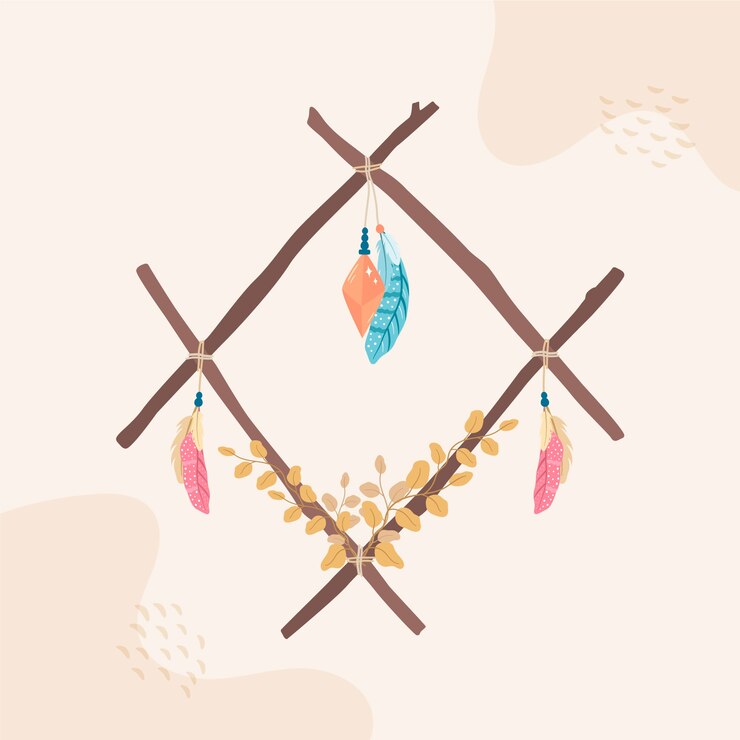 Vector gratuito diseño de marco boho de diseño plano dibujado a mano
