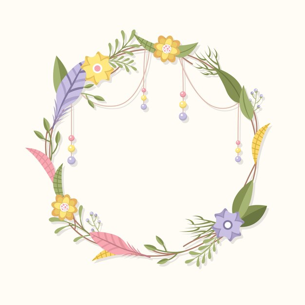 Diseño de marco boho de diseño plano