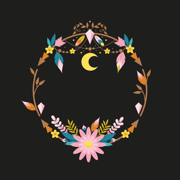 Diseño de marco boho de diseño plano