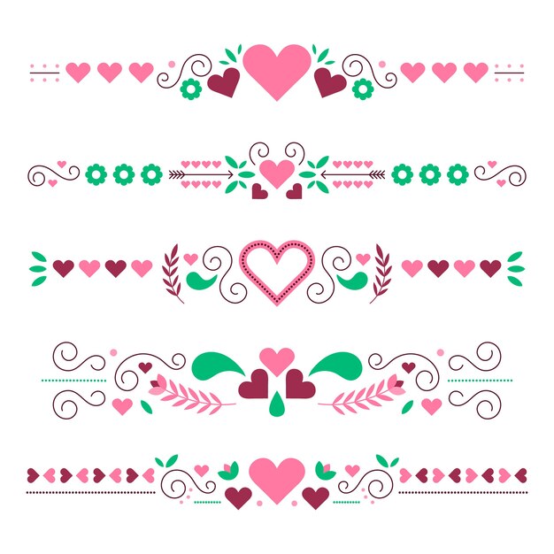 Diseño de marco y borde de corazones dibujados a mano