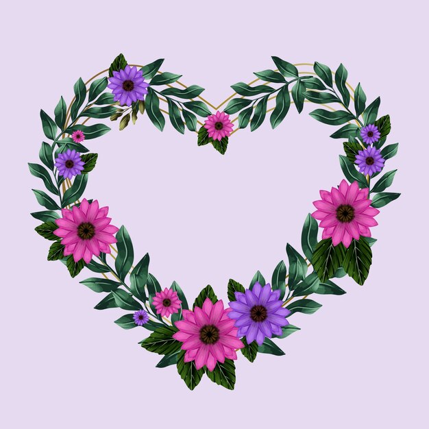Diseño de marco de corazones de acuarela