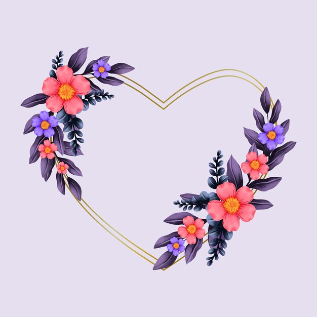 Diseño de marco de corazones de acuarela