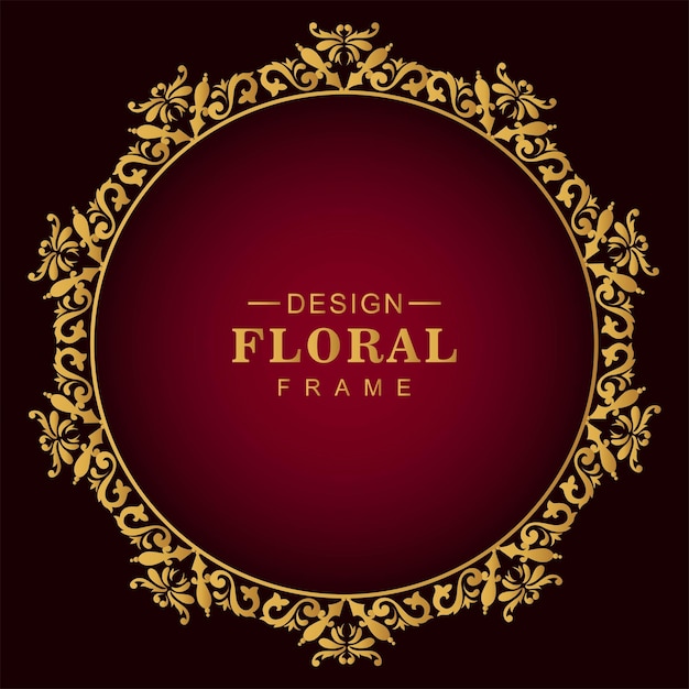 Diseño de marco floral circular de lujo dorado clásico