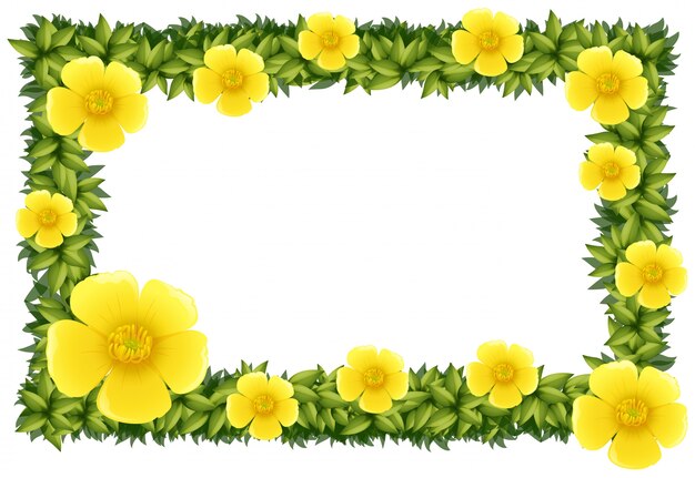 Diseño de marco con flores amarillas