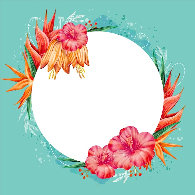 Diseño de marco de flores tropicales