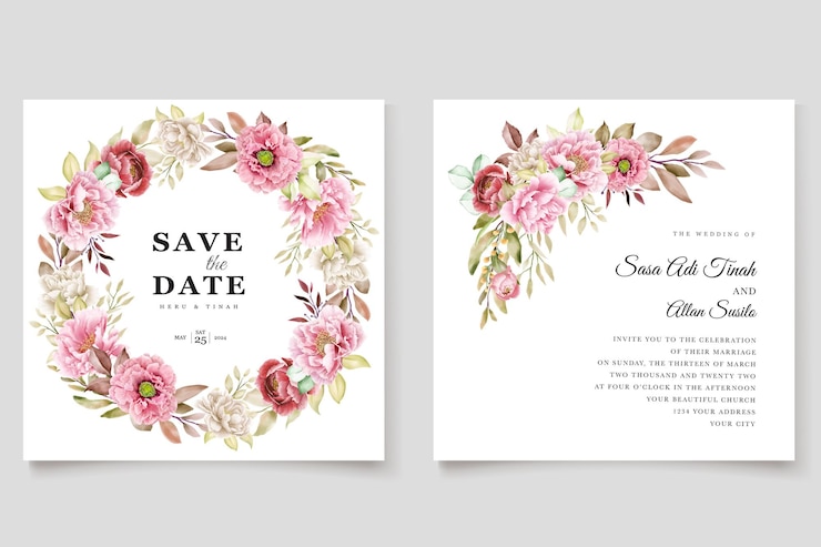 Vector gratuito diseño de marco de fondo de acuarela floral y hojas dibujado a mano