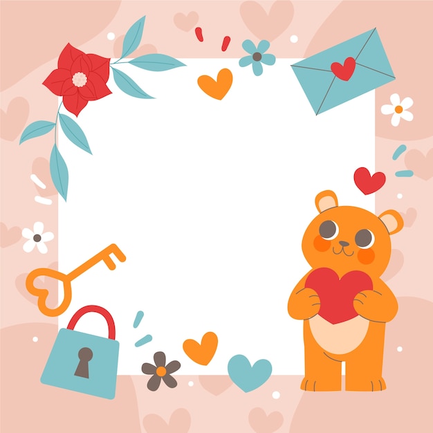 Diseño de marco de fotos de amor dibujado a mano