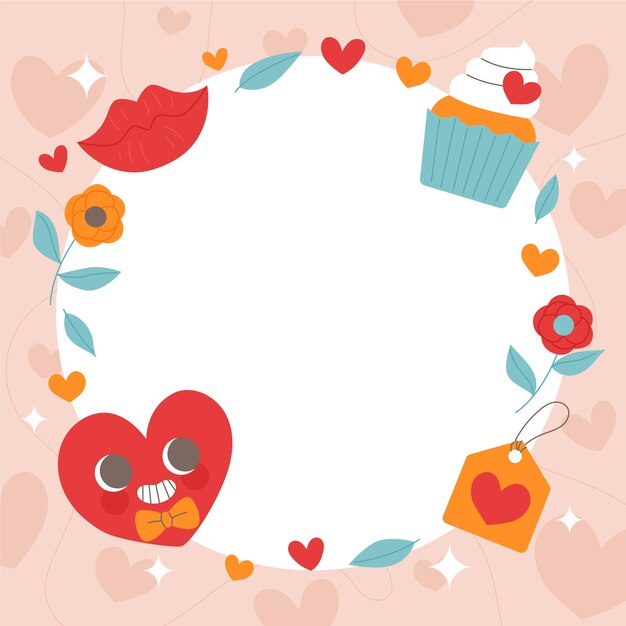 Diseño de marco de fotos de amor dibujado a mano
