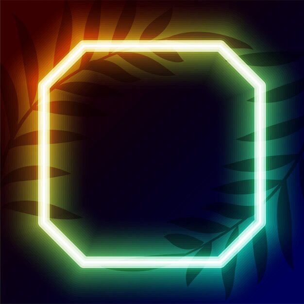 Diseño de marco geométrico de neón con espacio de texto.