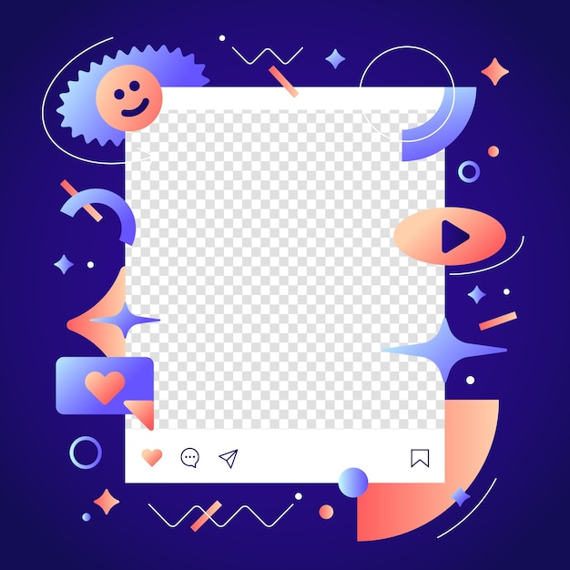 Vector gratuito diseño de marco de publicación de instagram degradado