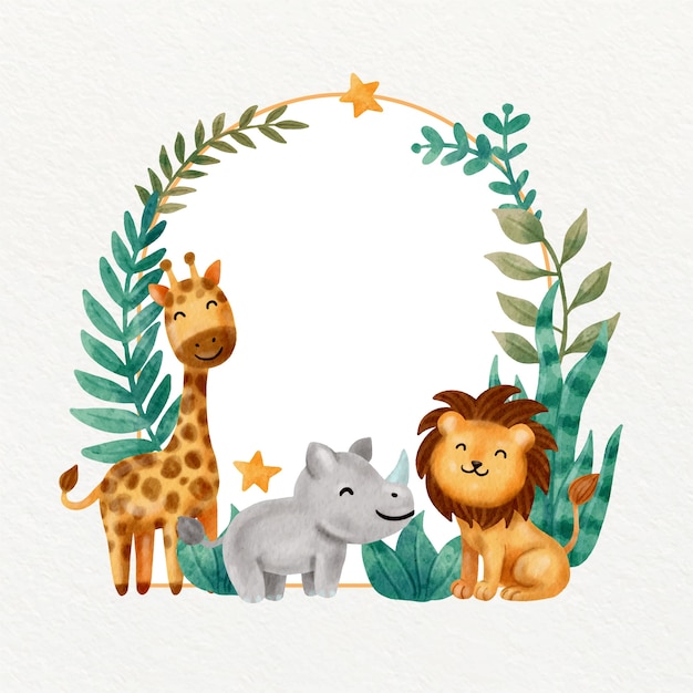 Diseño de marco de safari en acuarela