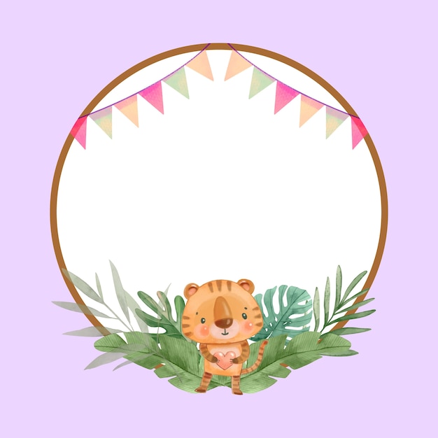 Diseño de marco de safari en acuarela