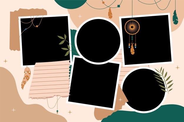 Diseño de marcos boho de diseño plano