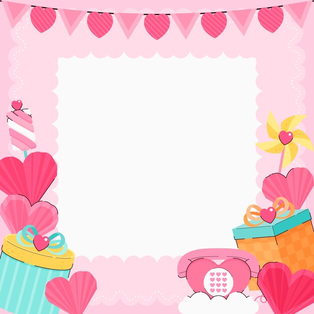 Diseño de marcos de fotos de amor dibujados a mano