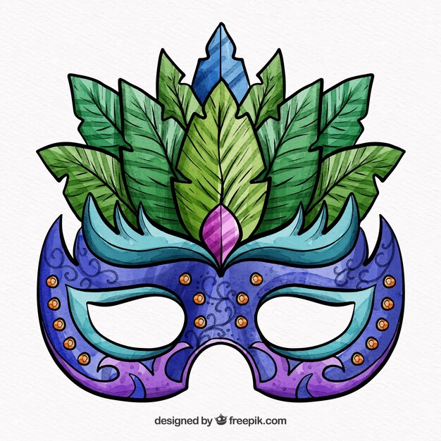 Diseño de máscara con hojas para carnaval